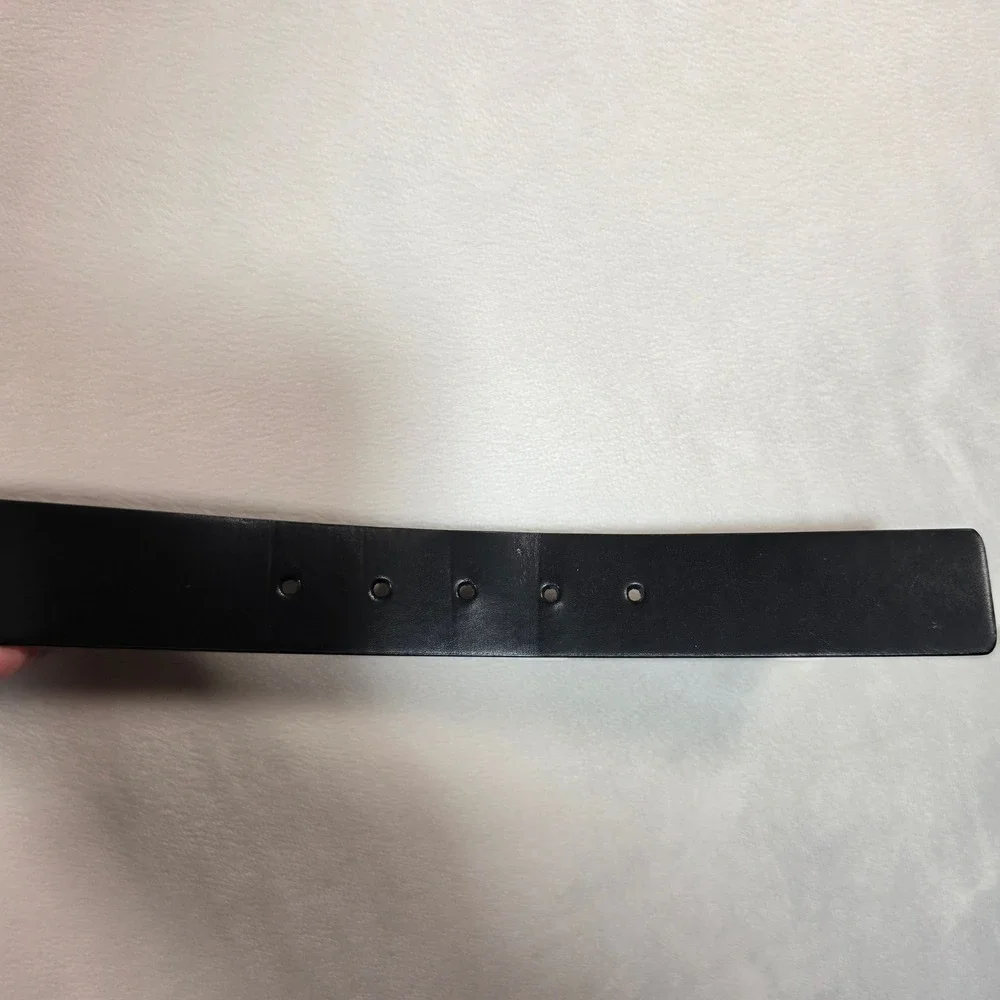 Guess Belt Mens 32 Black Silver Buckle Minimalist Preppy Old Money Business